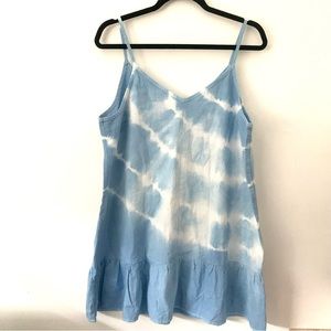 Tie Die Ruffle V-Neck Slip Dress SZ XL